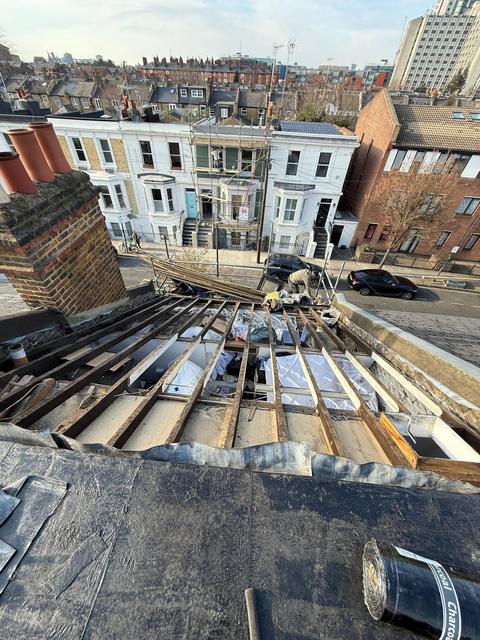 Roof stripped back to the timbers